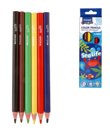 Набор цв. карандашей 6цв. Mazari SEA LIFE, Jumbo пласт. (12)