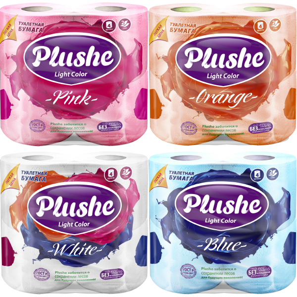 Туалетная бумага Plushe Light Color 2сл. 4рул.