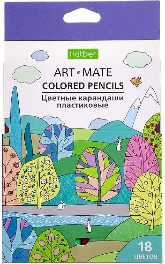 Набор цв. карандашей 18цв. Hatber ART-Mate пластик
