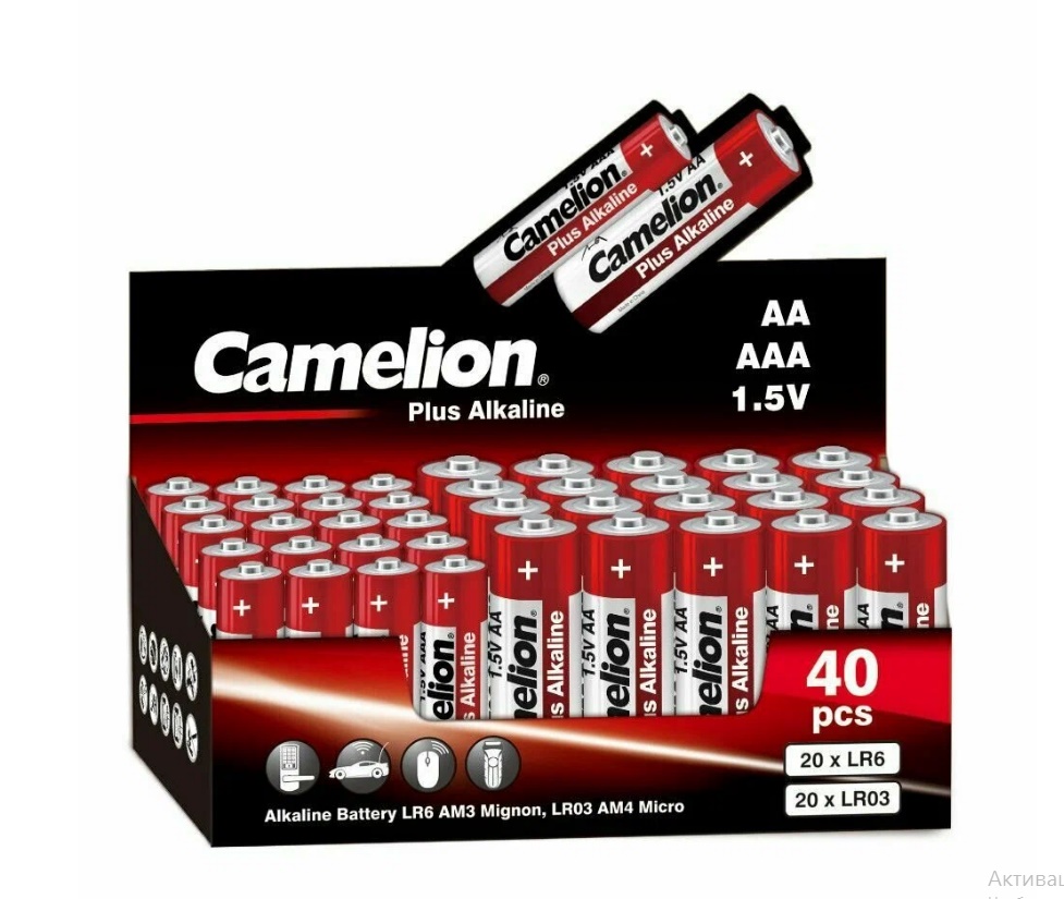 Батарейки "Camelion" Alkaline (уп.40)  20шт. Пальч.+ 20шт. Мизинч. combo