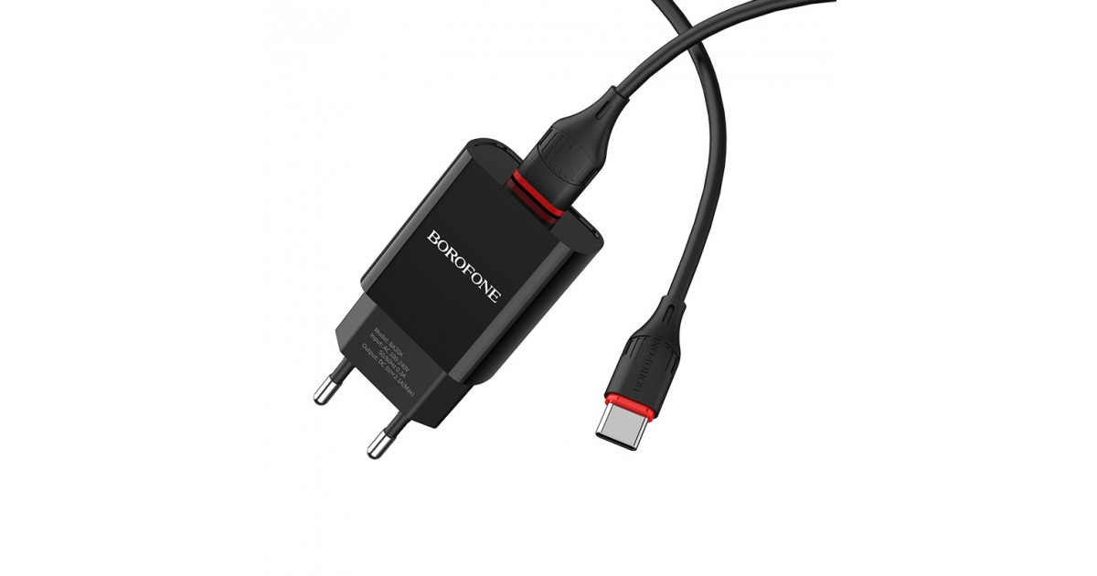 Сетевое зарядное устройство 2,1А черный Borofone BA20A микро