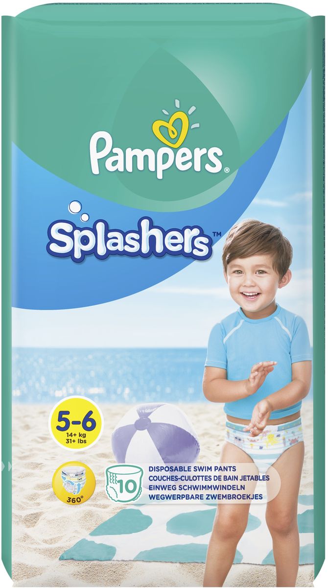 Подгузн.-трусики Памперс Splashers --5-6-- 10шт. 14кг. юниор-экстра лардж