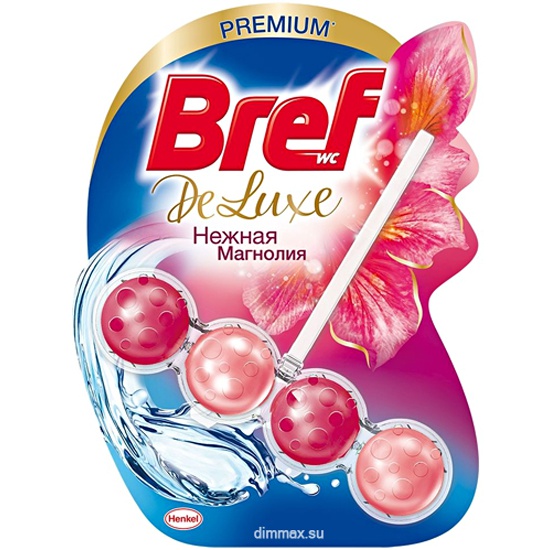 Освежитель для унитаза Bref 50г. блок твердый делюкс Магнолия