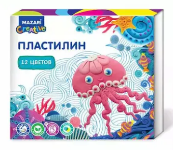 Пластилин 12цв. Mazari 240г. со стеком (16)