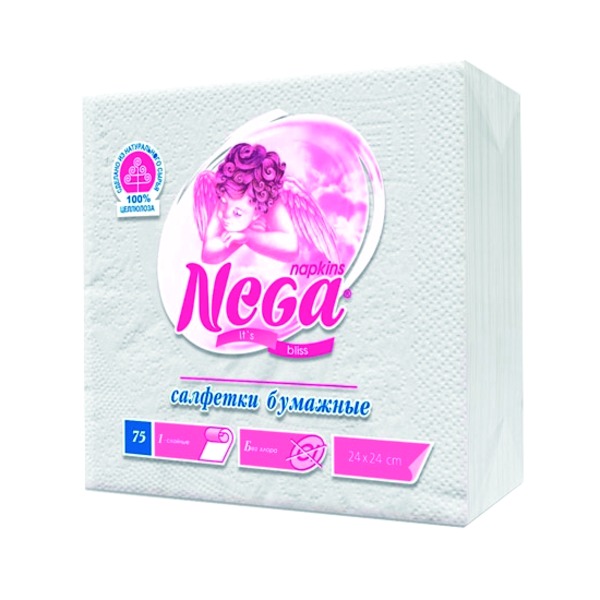 Салфетки бумажные .80л. белые 24*24 Nega (56/25)