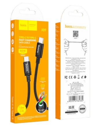 Кабель Type-C Type-C 1м 3A 60W черный X89 Wind Hoco