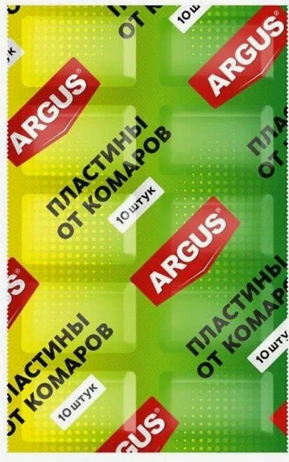 Пластины от комаров Argus 10шт. Без запаха (250)