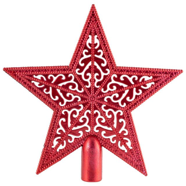 Елочные игрушки Звезда ажур 15*15см Красная